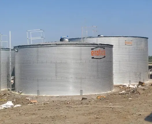 Multiple Large Capacity Zincalume Modular Water Tanks installed at Surat, Gujarat